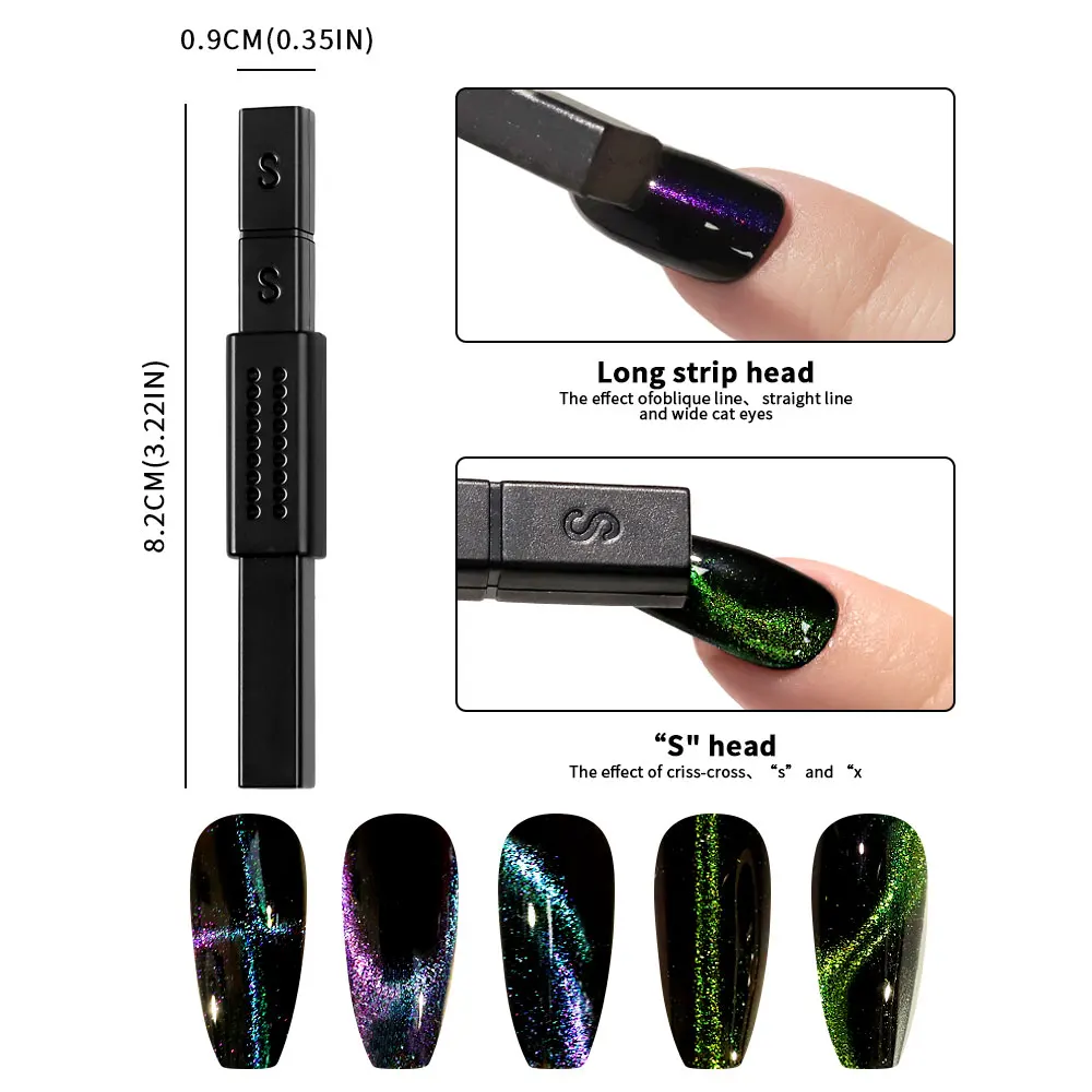 Nail Art Magnetic Stick Wand Pen Set for 3D Cat Eye Gel Painting Nails Art Magnet Wand UV Gel Polish Magic Manicure Tools