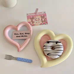 MPK New Series Hand Painted Heart Plate Underglaze Dessert Cake Plate Fruit