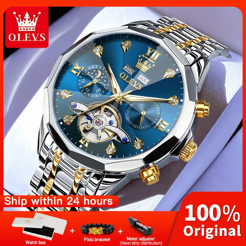 

OLEVS 6621 Mens Watch Business Automatic Mechanical Watch Waterproof Permanent Calendar Watch For Men Gifts Box Reloj Original