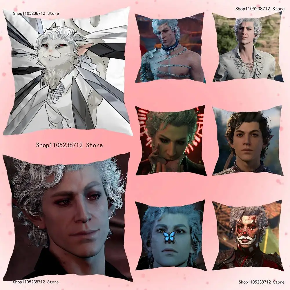 

B-Baldurs G-Gate 3 Astarion Pillow Case Plush Fabric Soft Pillowcase Double Sided Print Sofa Cushion Cover Throw