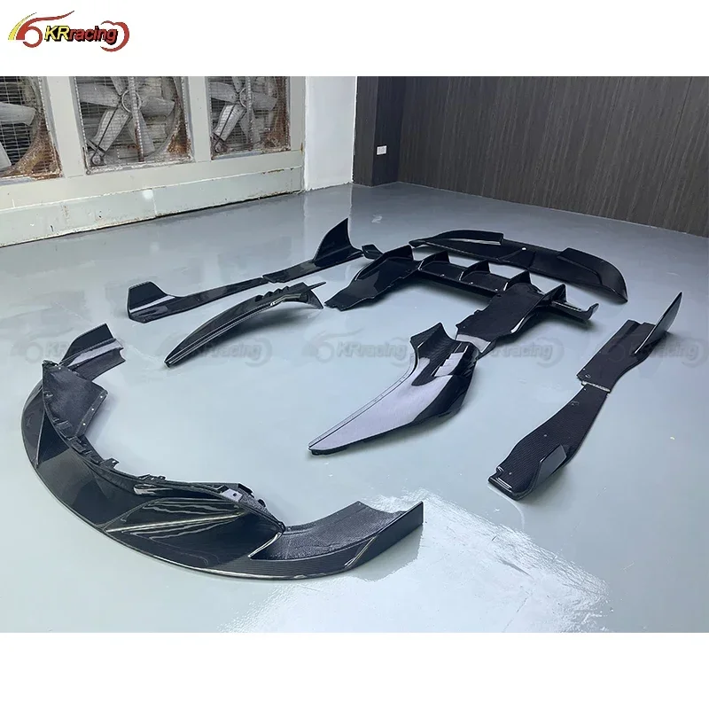 R Style Dry  Carbon Fiber Body Kit Front Lip Spoiler Side Skirts Diffuser Fender For Mclaren 720S 2015-2018