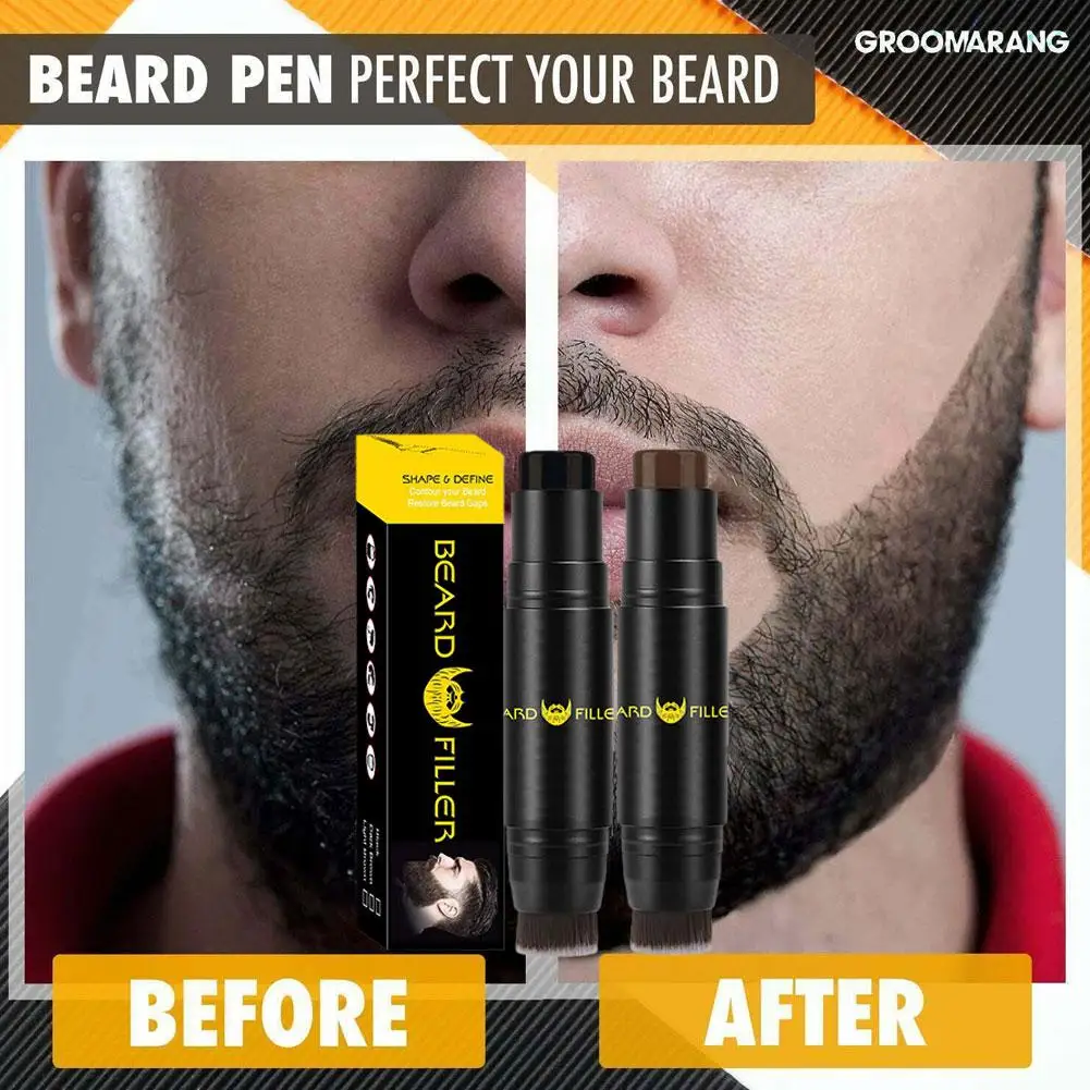 Double-Ended Beard Filler Pen, impermeável, Sweatproof, Beard Filling, Natural Beard Shaping Tool, Reparação de bigode, L6L5, 1Pc