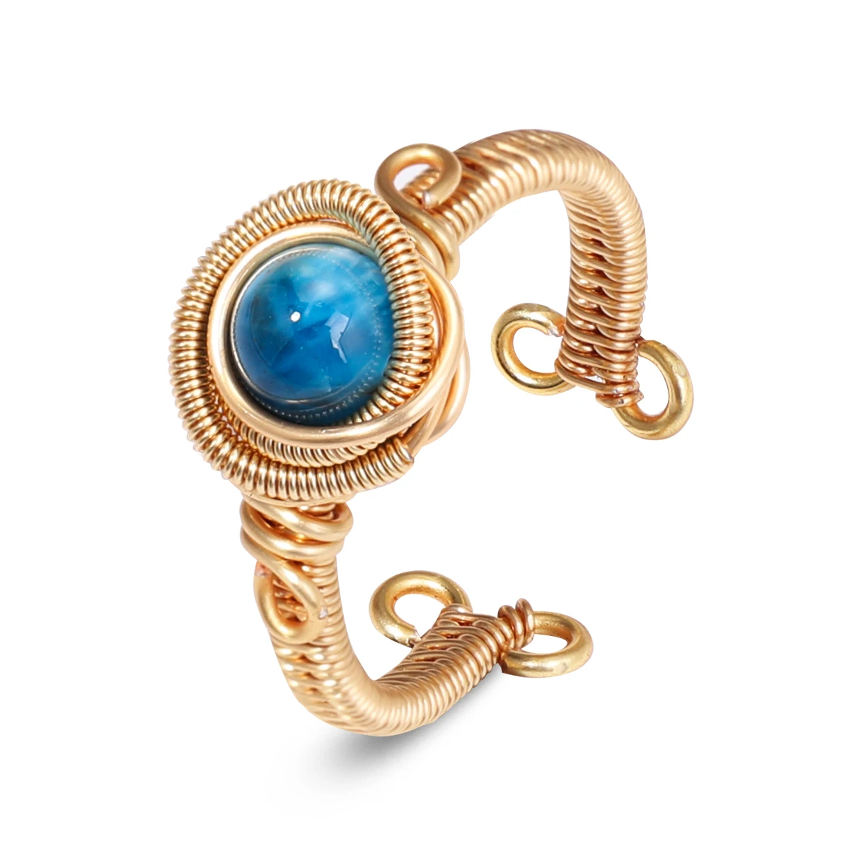 

Natural Gemstone Handmade Premium Twisted Wire Women's Ring Wedding Anniversary Party Valentine's Day Gift Lapis Lazuli Ring