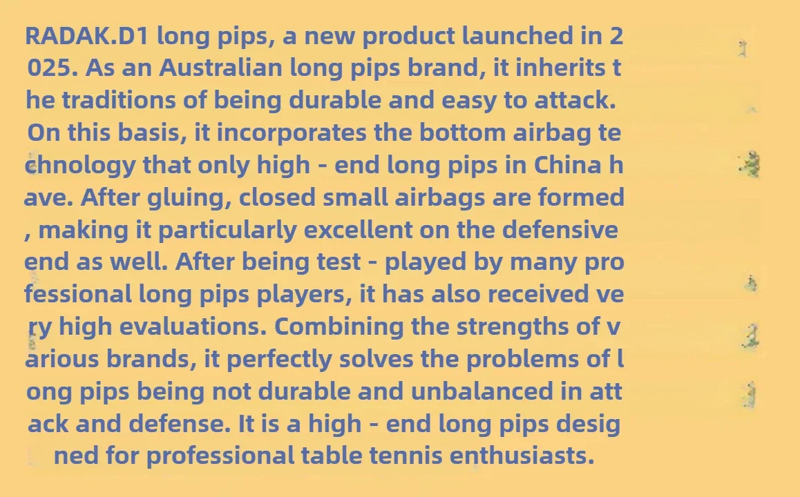 Radak D1 Ultra Soft Table Tennis Rubber Long Pips OX Medium Particles ITTF Approved Ping Pong Rubber Without Sponge for Sinking