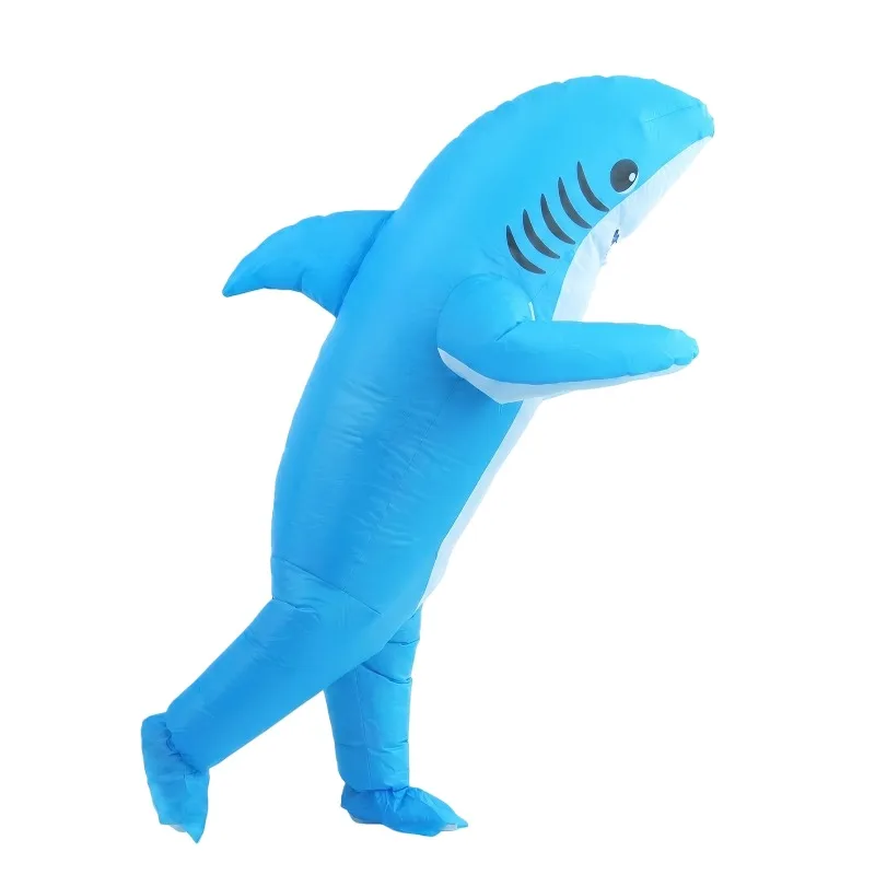 Adult Blue Shark Inflatable Costume Men’s & Women’s Halloween Costume  Adult Carnival Performance Costume Funny Party Prop - view 4