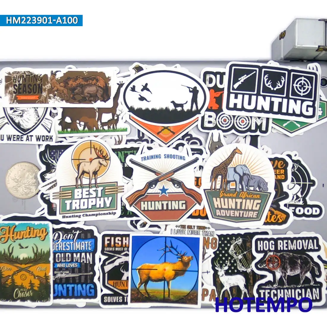 20/30/50/100PCS Wild Hunting Stickers Outdoor Adventure Funny Slogan Decals for Car Bike Motorcycle Laptop Phone Luggage Sticker