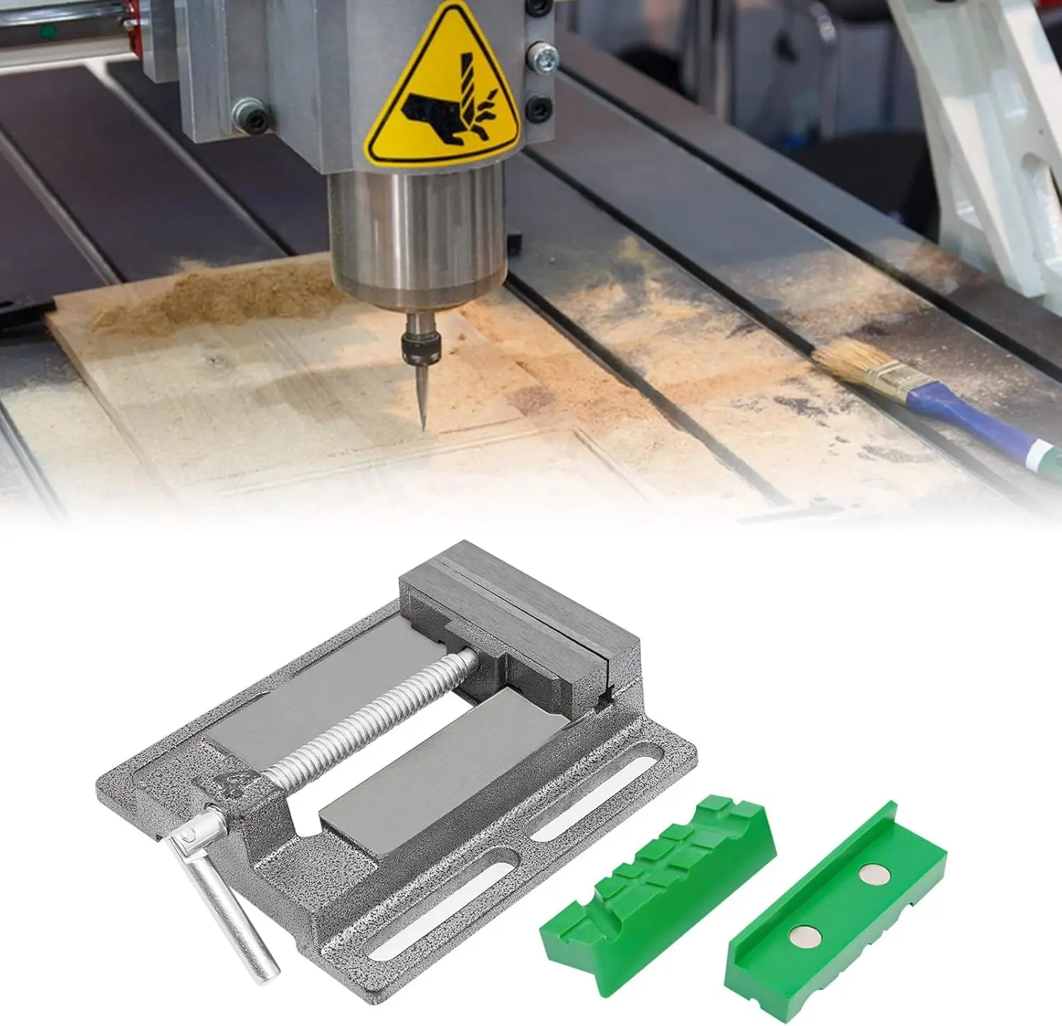 Schraubstock-Werkzeuge, Bohrmaschine, Schraubstock, Werkbank-Bohrschraubstock-Klemme mit 2 magnetischen Schraubstock-Pads, Set mit mehreren Rillen, 4 Zoll, Schwarz