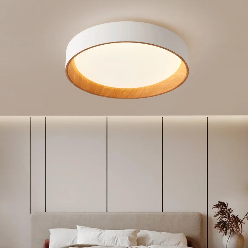 Nordic Round LED Ceiling light Wood grain ceiling light for Living Dining room  Bedroom Home Decor Indoor Lighting Fixture