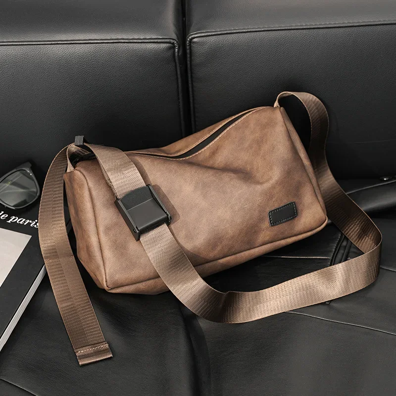 Fashion Crossbody Bag Men Soft PU Leather Shoulder Messenger Bag For Men Large Capacity Fitness Crossbody Bags Satchel Ipad Bag