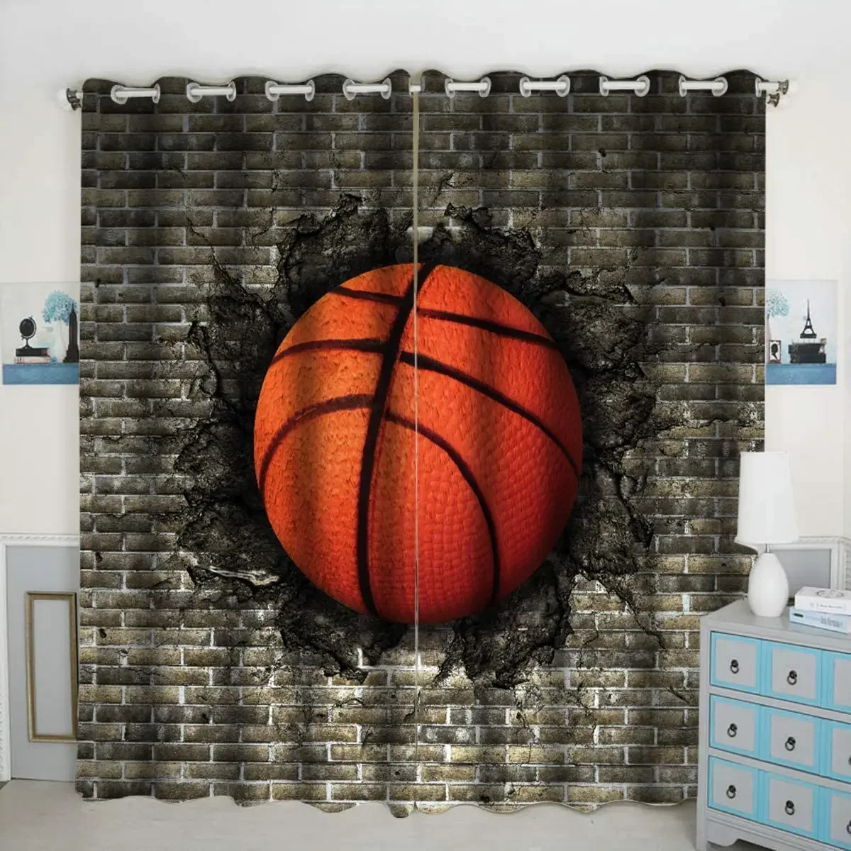 Living Room Decoration Blackout Windows Basketball Wall Double Bedroom Living Room Luxury Curtains Can Be Short Curtains