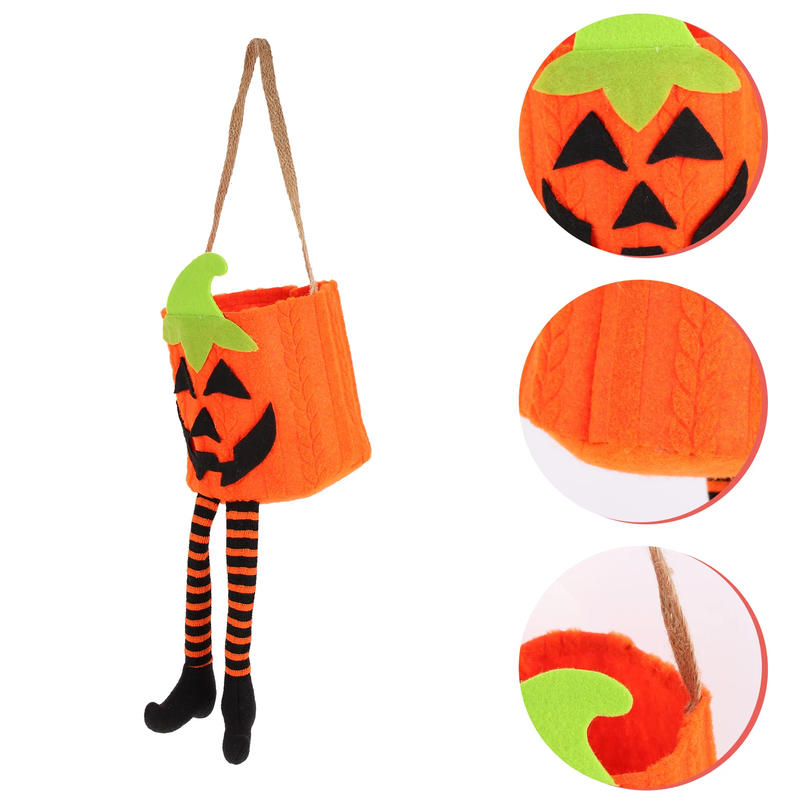 Borsa di zucca con gambe Borse per dolcetti Secchio di caramelle per la festa di Halloween Tema Decora il supporto per bambini in stoffa per dolcetti a tema