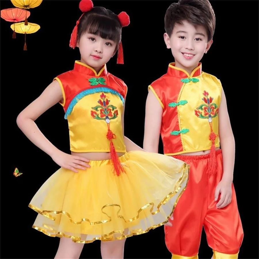 

chinese traditional dance costume children dragon kids folk dance costumes modern hanfu for girls lion national for boys