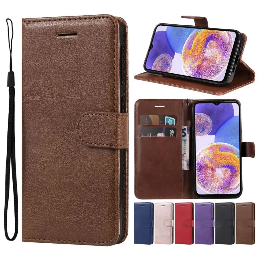 Wallet Card Pocket Case For Samsung Galaxy XCover 5 S21 S20 FE S10 S9 S8 Note 20 Ultra 10 Plus 9 8 Single Color Phone Coque D06E