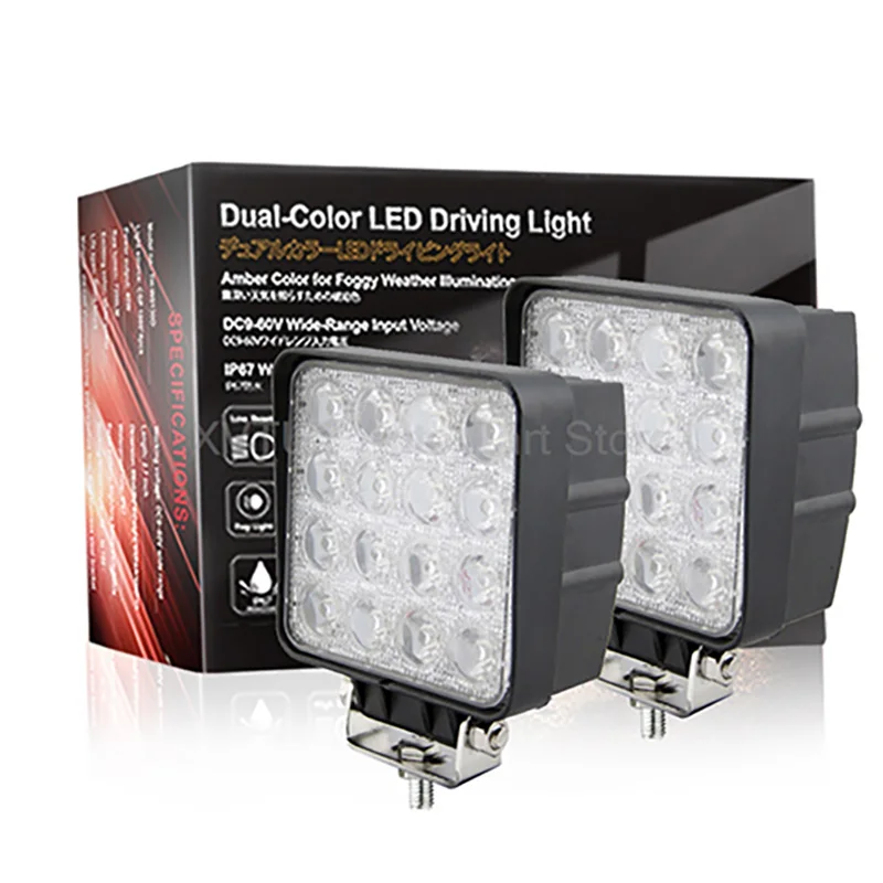 

48 Вт автомобильный рабочий фонарь, модифицированный квадратный светильник на крыше, полоса инспекционного света, светодиодный внедорожный вспомогательный светильник для обслуживания, алюминиевый корпус IP67