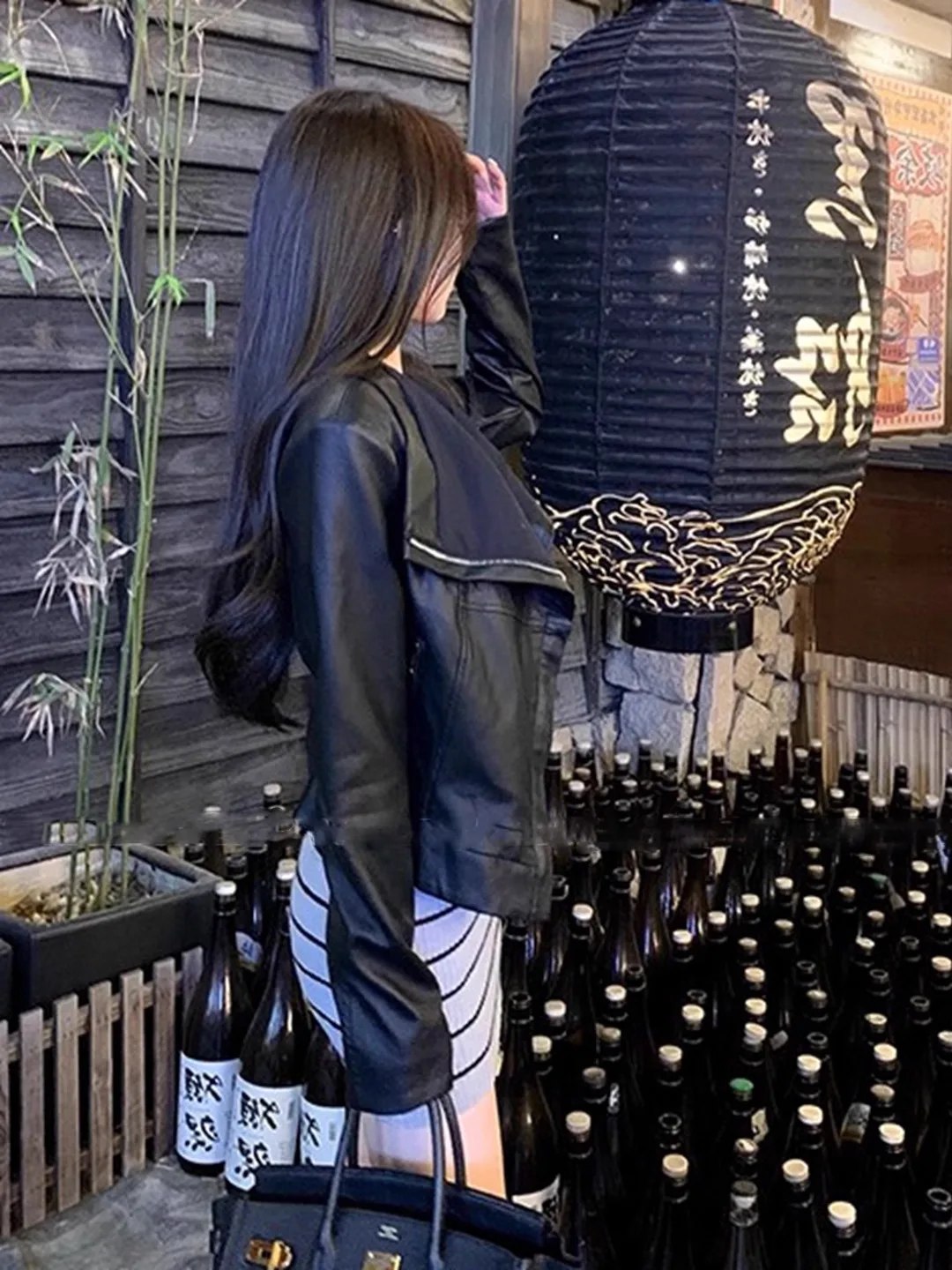 معطف نسائي كاجوال من American Retro Biker Jaet مصنوع من جلد البولي يوريثان، معطف نسائي بياقة واقفة، قميص أنيق لشخصيات صغيرة