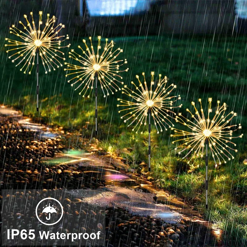 

60/90/120/150/200 светодиодный уличный солнечный фейерверк, садовый светильник, 8 режимов для двора, кемпинга, Хэллоуина, рождественского украшения