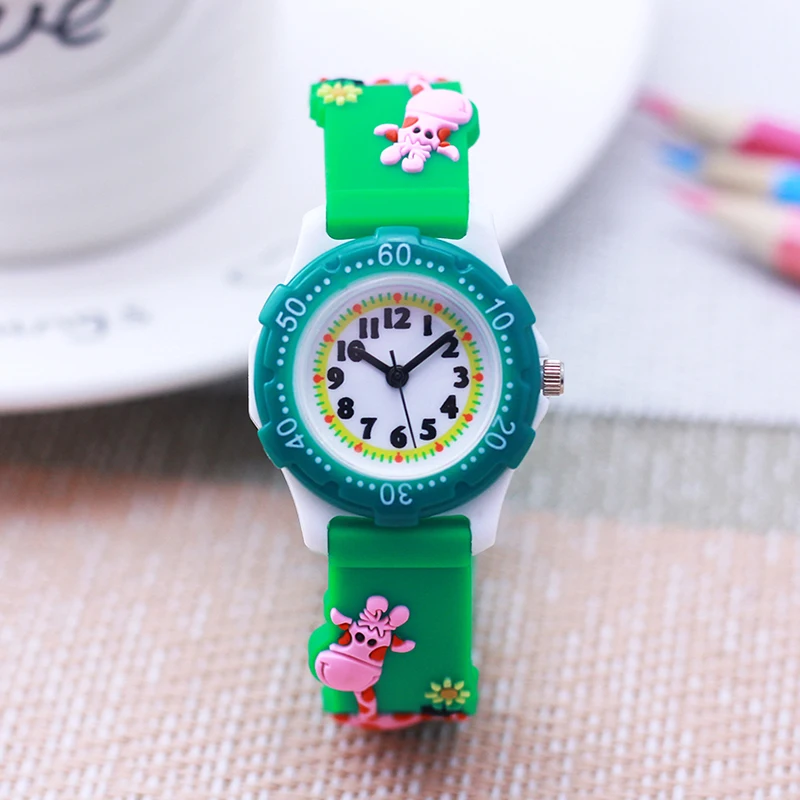 

Girls Kids Children Student Rotating Dial Resin Face Anti-fall Watches Colorful Giraff Women Lady Clock Quartz Cute Wristwatch