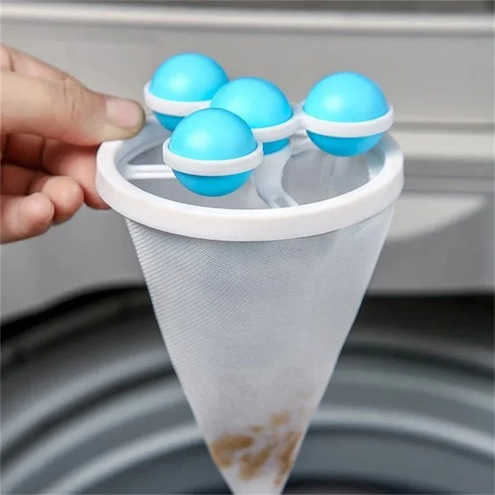 Washing Machine Filter Bag Reusable Mesh Laundry Ball Floating Lint Hair Catcher Pet Hair Remove Dirt Collection Cleaning Tools