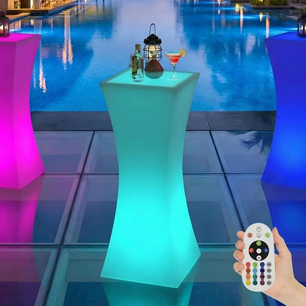 42 LED Bar Table with 16 RGB Lights, Rechargeable Multi-Color Cocktail Table, Waterproof for Parties and Clubs