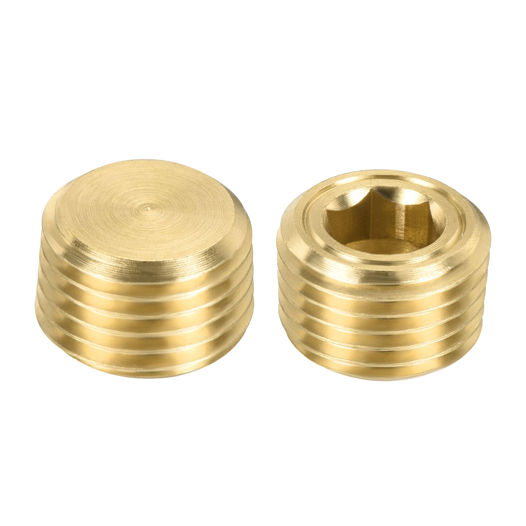 2-10Pcs Brass Pipe Plug 1/8 1/4 3/8 1/2 3/4 1 NPT Male Thread Hex Internal Head Socket Fitting Plug End Cap for Water Pipeline