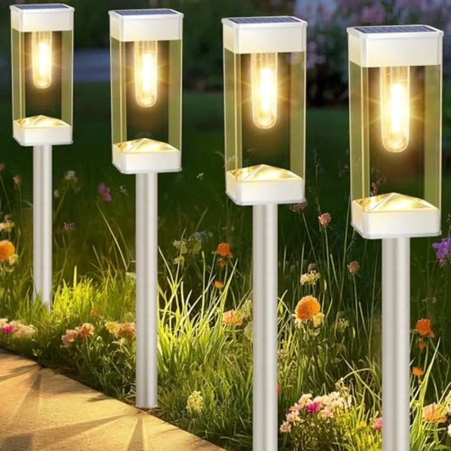 

Солнечные садовые светильники с LED-лампами на основе вольфрамовой нити, водонепроницаемые, из нержавеющей стали, для наружного освещения