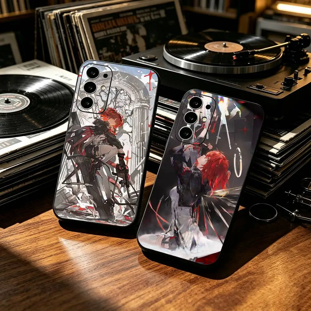 Arknights Exusiai  Anti-drop Soft Silicone Case for Samsung S26 S24 S23 S22 S21 Ultra Plus FE Lite Black