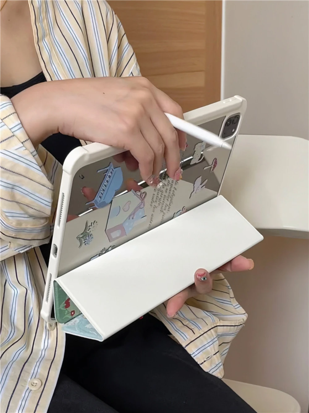 Ins Rural Landscape Map Animal Mirror Cover For iPad Pro 13 11th M5 M4 12.9 A16 10 8 7 9th 10th Air 11 M2 M3 Mini Tablet Case