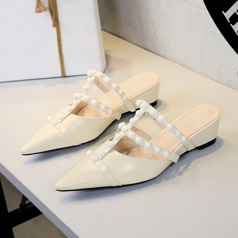 

French Fairy Style Bag Head Drag Outside Wearing Versatile Temperament One Pedal Female Cool Slippers