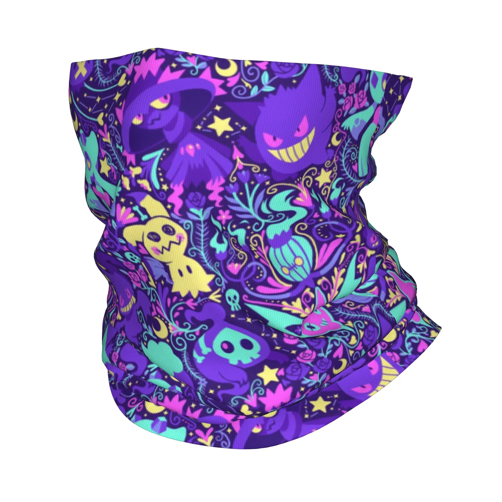 

Custom Pokemoned Gengars Bandana Neck Warmer Men Women Winter Hiking Ski Scarf Gaiter Cartoon Ghost Face Cover