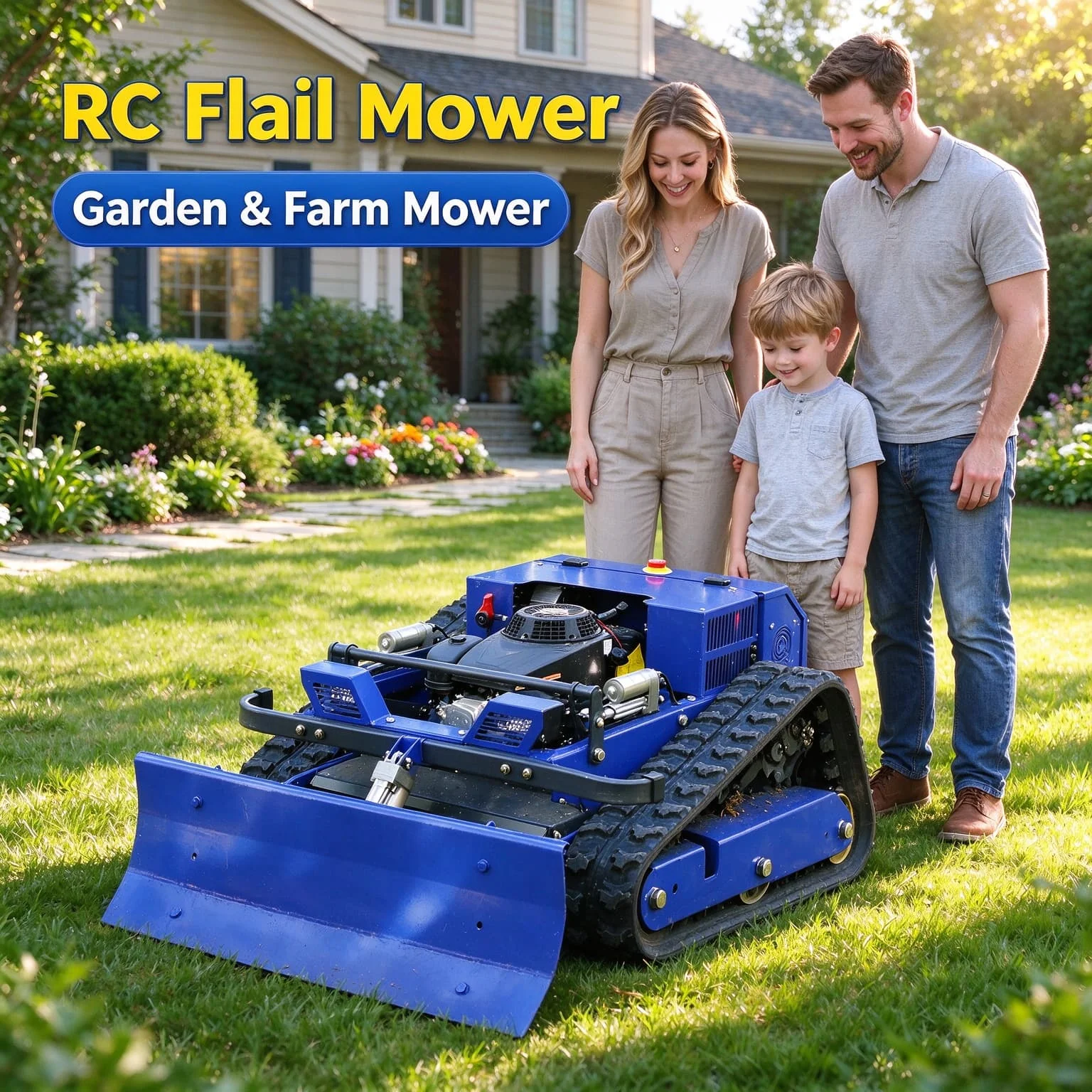 Customized zero turn 4-Stroke remote control tracked lawn mower rc grass cutting machine for professional slope maintenance