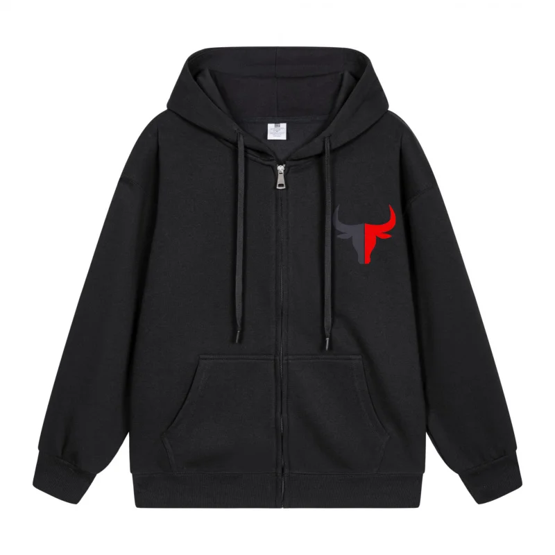 

Men's Zip-Up Hoodie Red Bull Logo On Black 2025 New Style Casual Couples’ Style Couples’ Style
