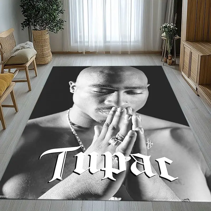 Vintage Tupac 2Pac West Coast Rap Legend Soft Non-Slip Large Area Rug for Living Room,Bedroom Carpet Mat for Sofa,Home Decor