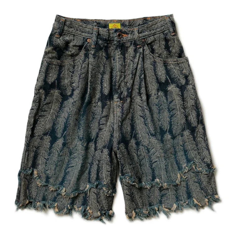 

Kapital Japanese Style Feather Denim Men's and Women's Fashion Casual Summer Loose Shorts New Arrival