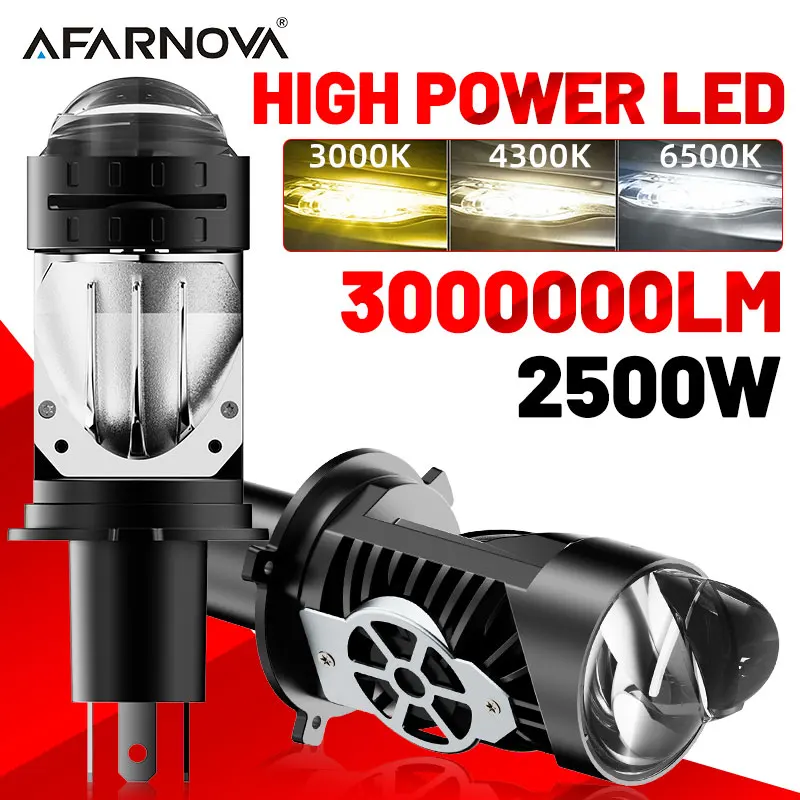 

2500W H4 Bi LED Projector Lens Auto Headlight Bulb Plug&Play 9045 CSP Canbus Auto Motorcycle Turbo Lamps Dual High Low Beam 12V