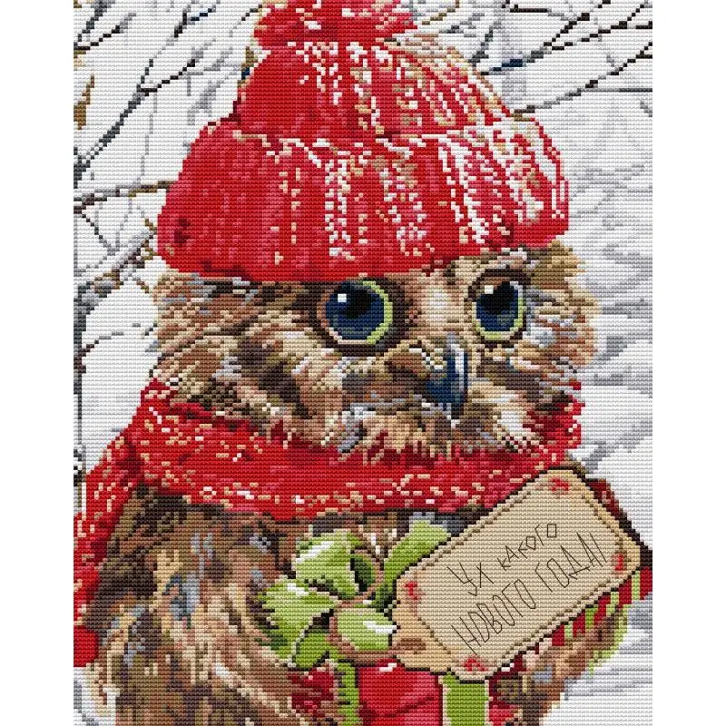 

Christmas Owl Cute Cartoon Animal Pattern Cross Stitch Aida 14CT White Cloth 16CT 11CT Printing Fabric DMC Thread Embroidery Kit