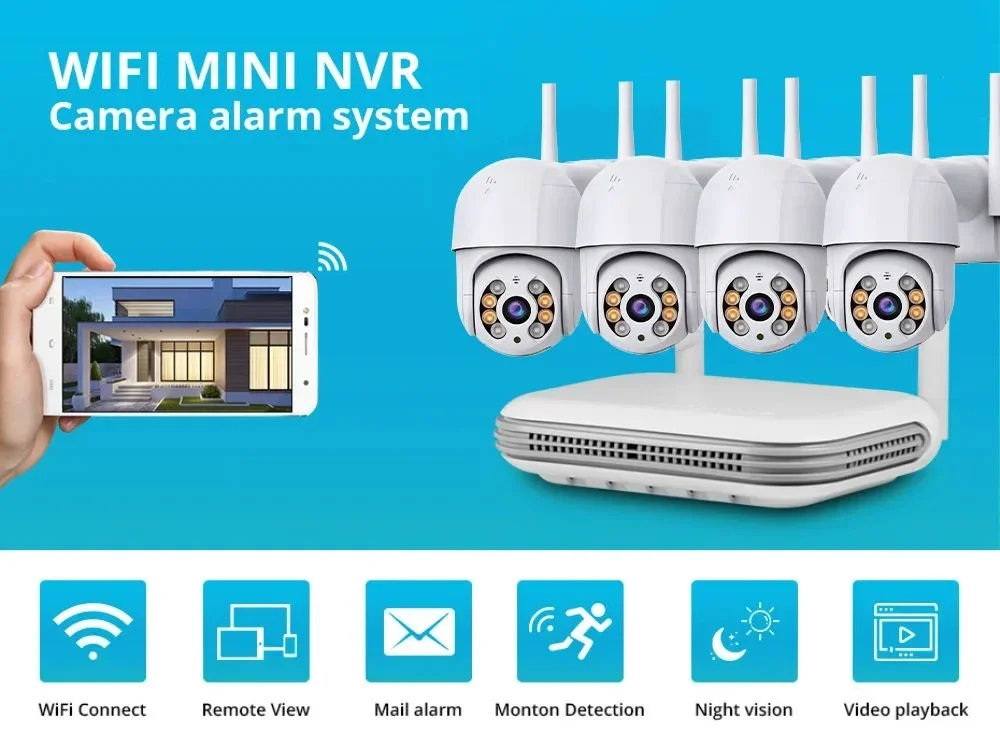 Icsee VMX 8CH 4MP/5MP ワイヤレスPTZ Wi-Fiシステム Wifiカメラ NVRキット 双方向音声 セキュリティシステム 監視CCTVカメラキット