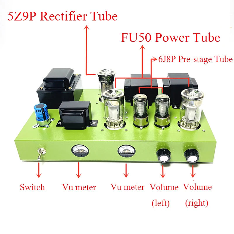 Lyele Audio Fu50 Vacuum Tube Amplifier Diy Kit Hifi Class A Sound Amplifier High Power 8w*2 Bluetooth 5.1 Vu Meter High End Amp