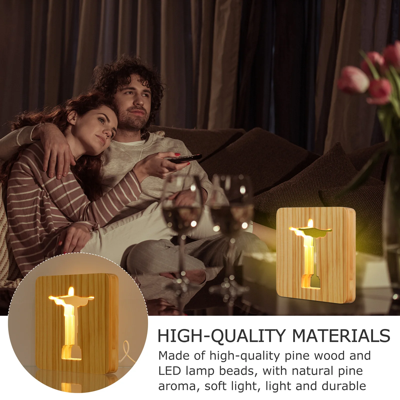 

Jesus Cross 3D LED Acrylic Wooden Night Light for Bedroom Dorm Living Room USB 3D Illusion Engraving Lamp Wooden Night Light