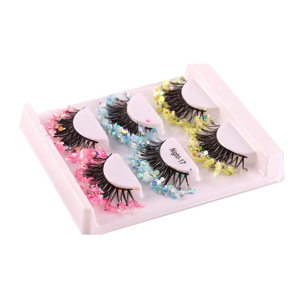 2 box Thick Fluffy Lashes Glitter Colored Eyelashes Sequin Lashes Extension 3D Fake Eyelashes Exaggerated Shiny