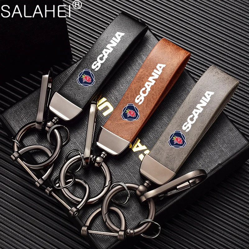 For Scania K250 K280 K310 K320 K490 SERIE G P S SerieX 93 9-3 900 9000 Leather Car Keychain Pendant Key Ring Chain Accessories