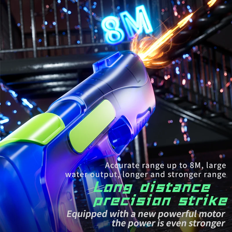Children Electric Continuous Firing Water Gun Flashing Lights Muzzle Automatic Water Blasters Summer Pool Outdoor Toys for Kids view 5