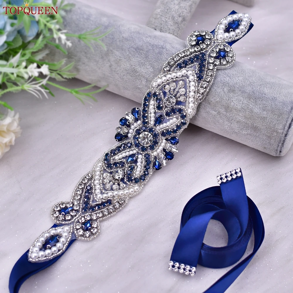 TOPQUEEN Shiny Bridal Belt Rhinestone Wedding Sash Bridesmaid Party  Banquet Women's Beauty Dress Belt  S208-ML