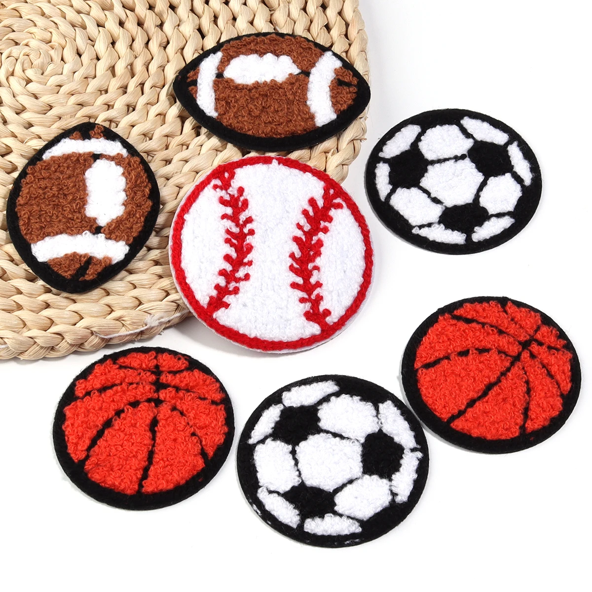 4pcs/lot Sports Embroidered Patches Football Basketball Rugby Sewing Cloth Cartoon Stickers For DIY Clothing Deco Accessories