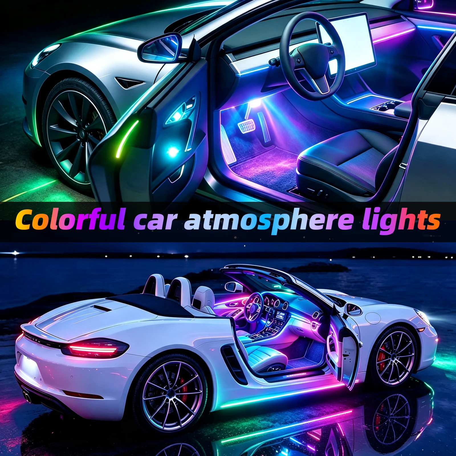 FOR TOYOTA Camry 2006-2010 YEAR DREAM COLOR 6 Lights car ambient light kit acrylic interior car led lights music sync rhythm response car interior light strip wlan wireless control vehicle interior retrofit decorative lamp