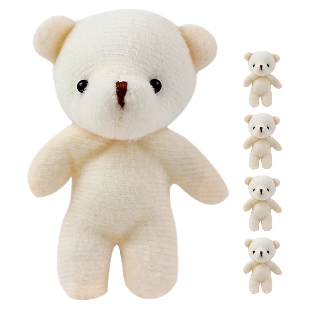 5 Pcs Mini Bear Toys for Girls Little Stuffed Tiny Pendant Bears Pp Cotton Cloth Small Child Cartoon