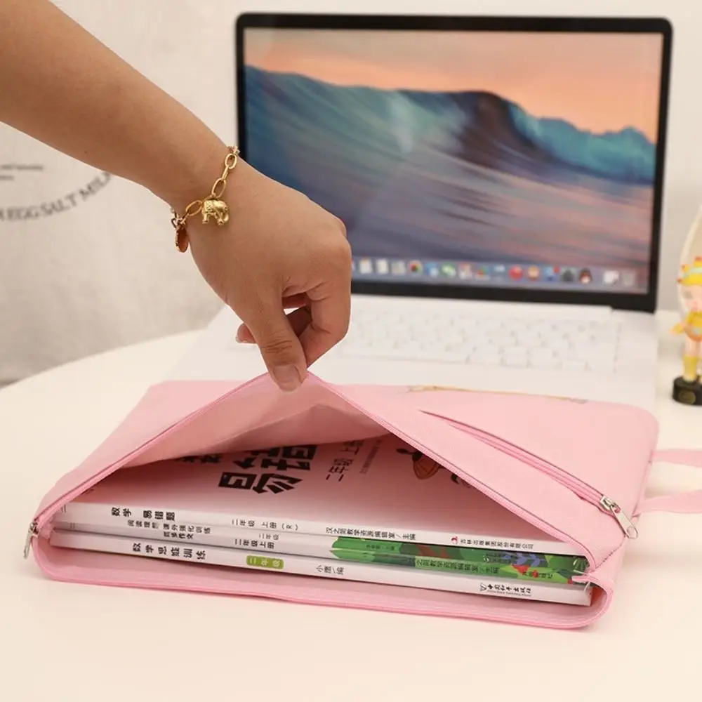 Cute Double Layer A4 File Folder Handheld Cartoon Test Paper Storage Folder Large Capacity Waterproof Envelope Folder