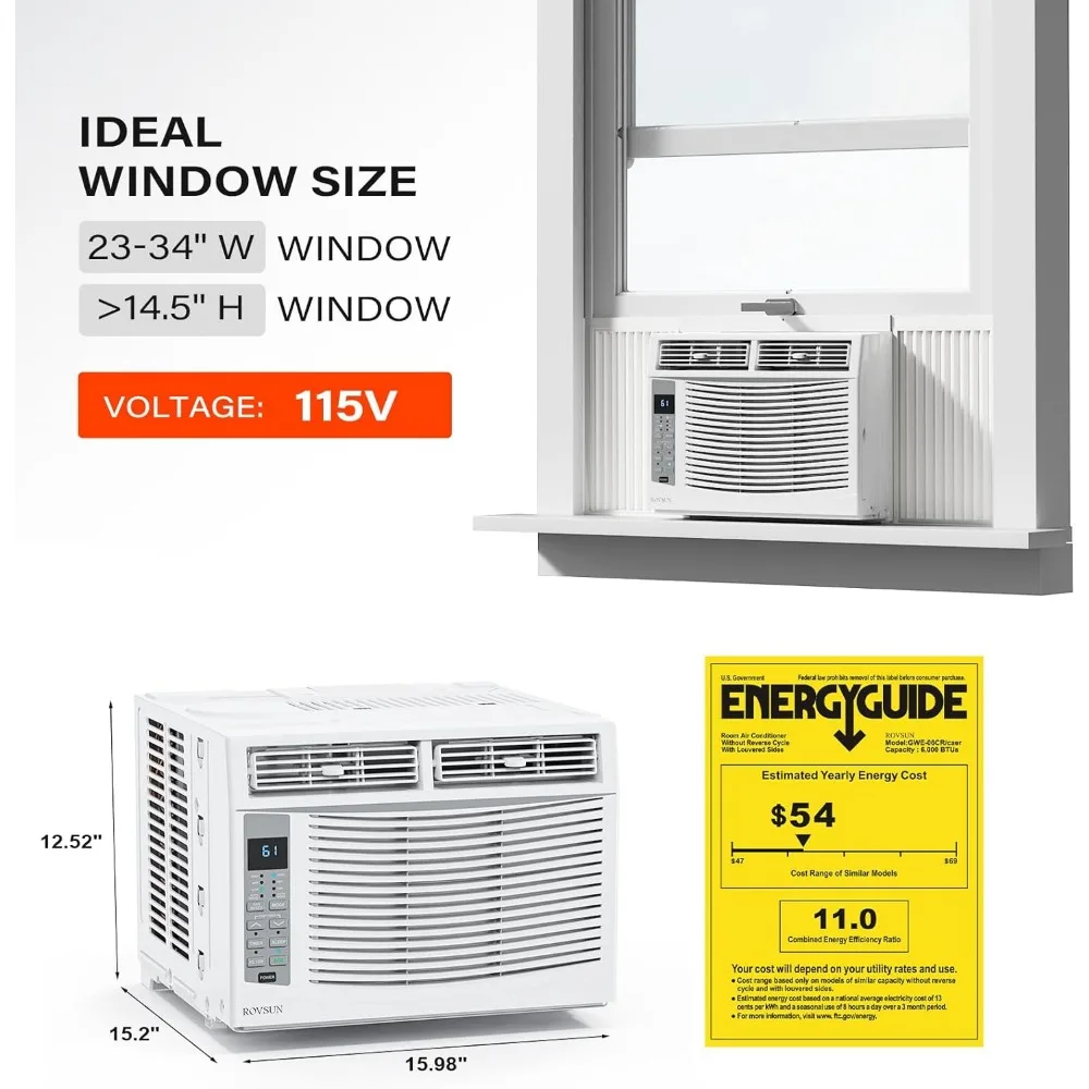 6000 BTU window air conditioner with WiFi, remote control&application control&timer function&easy installation kit