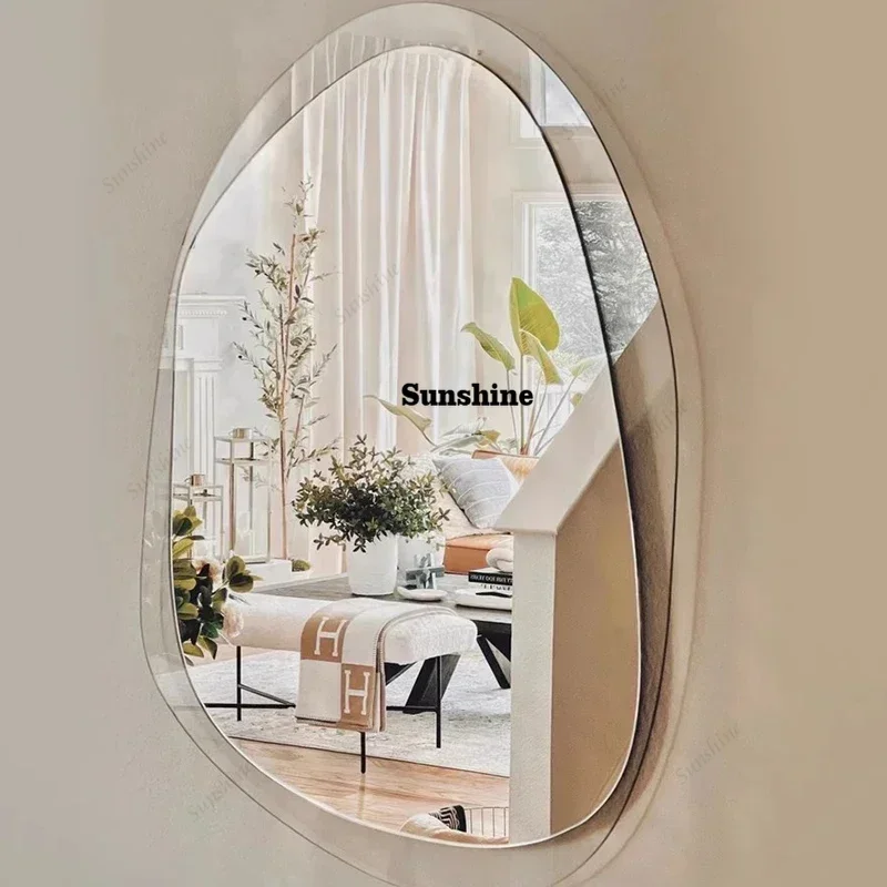 Makeup Bathroom Mirror Wavy Living Room Infinity Modern Vanity Aesthetic Mirror Irregular Aesthetic Espelhos Decoracao Quarto