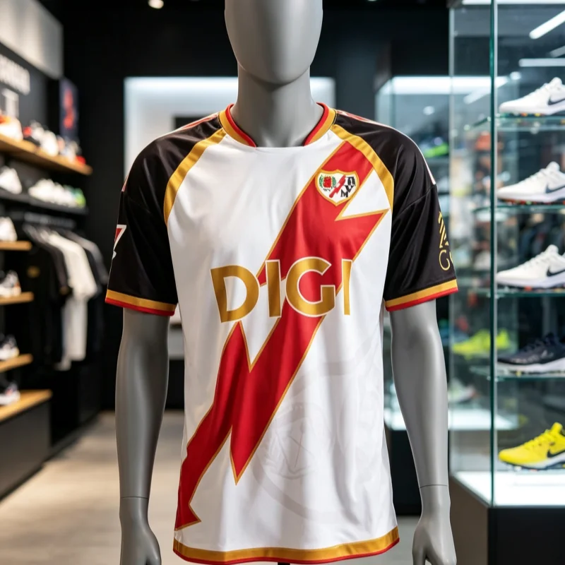 26-27 Rayo Vallecano Fußballtrikot Sommer 3D-Druck Schnelltrocknend Herren- und Damen-Sport-Kurzarm-T-Shirt Familien-Outfit