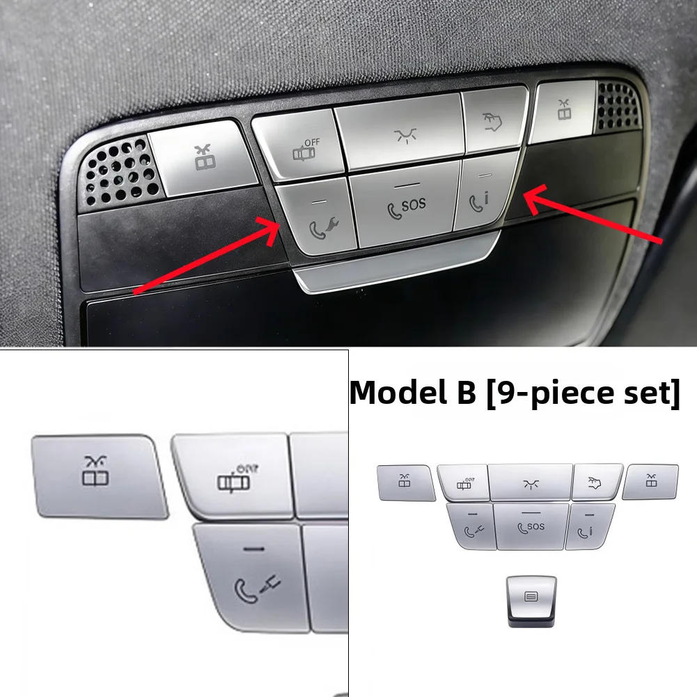 

Interior Light Cover Reading Lamp Button Car Interior Upgrade ABS Plastic Material Complete 9-piece Set Custom Fit Design